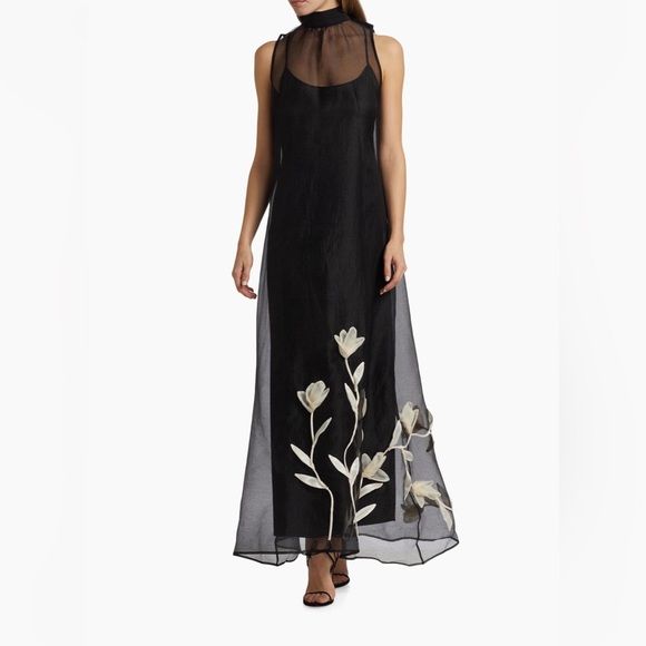 STAUD Dresses & Skirts - Staud Black Floral Sheer Dress